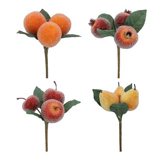 INDENT - Pack 12, Beaded Fruit Pick 25cm